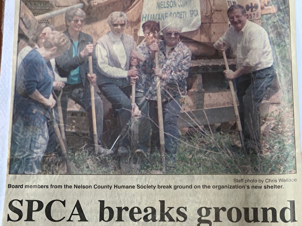 Newspaper clipping with photo of Nelson SPCA breaking ground in 2003